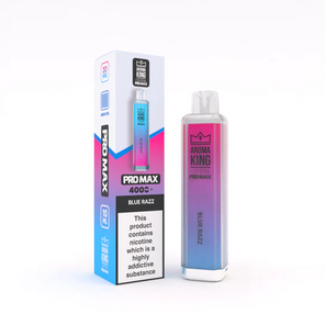 Aroma King Crystal Pro Max 4000+ disposable vape device with blue-pink gradient design shown with retail packaging